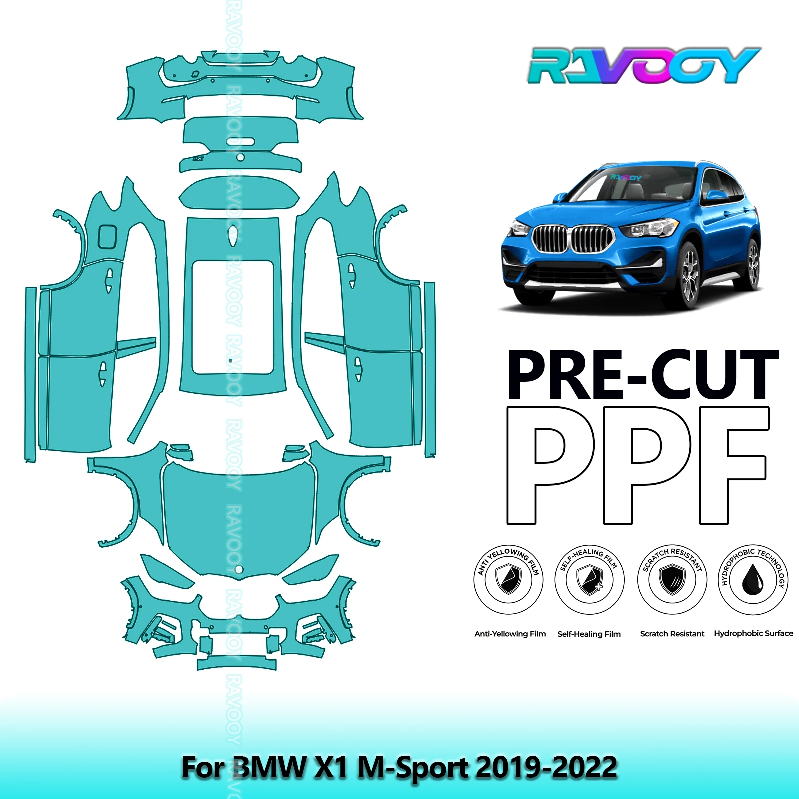 

8.5Mil Precut PPF Kit Full Vehicle For BMW X1 M-Sport 2019-2022 Paint Protection Film