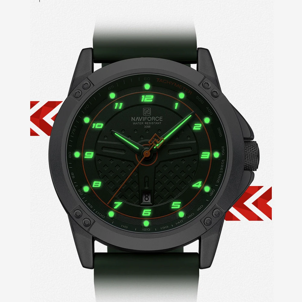 NAVIFORCE-reloj deportivo de cuarzo para hombre, cronógrafo de pulsera informal, con indicador de fecha, de cuero, resistente al agua