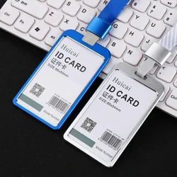 Aluminum Alloy Card Holder with Lanyard Strap Staff Work Card ID Holder Pass Access Card Sleeve Business Supplies