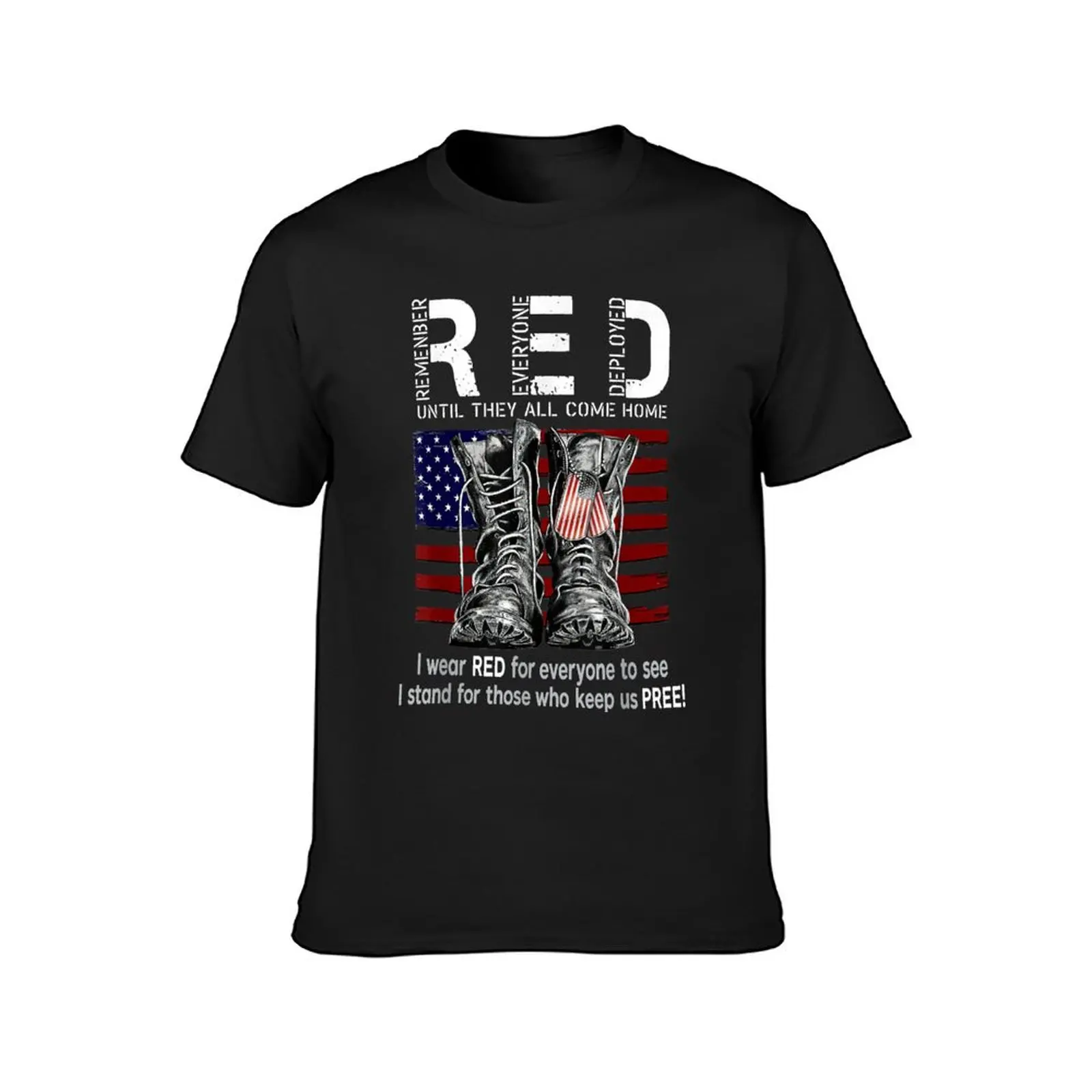 Remember Everyone Deployed Until They Come Home I Wear Red T-Shirt sweat oversizeds kawaii clothes Men's t-shirt