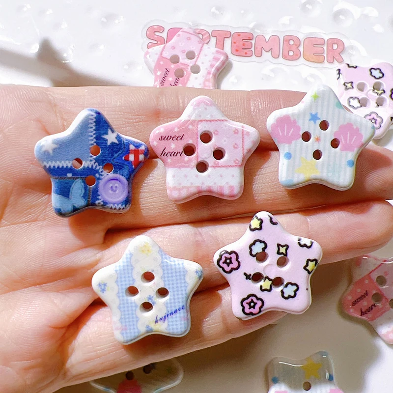50PCSHandmade Patch Materials Mobile Phone Cases DIY Children's Hair Clips Hair Accessories Shoes Hats Five Pointed Star Buttons