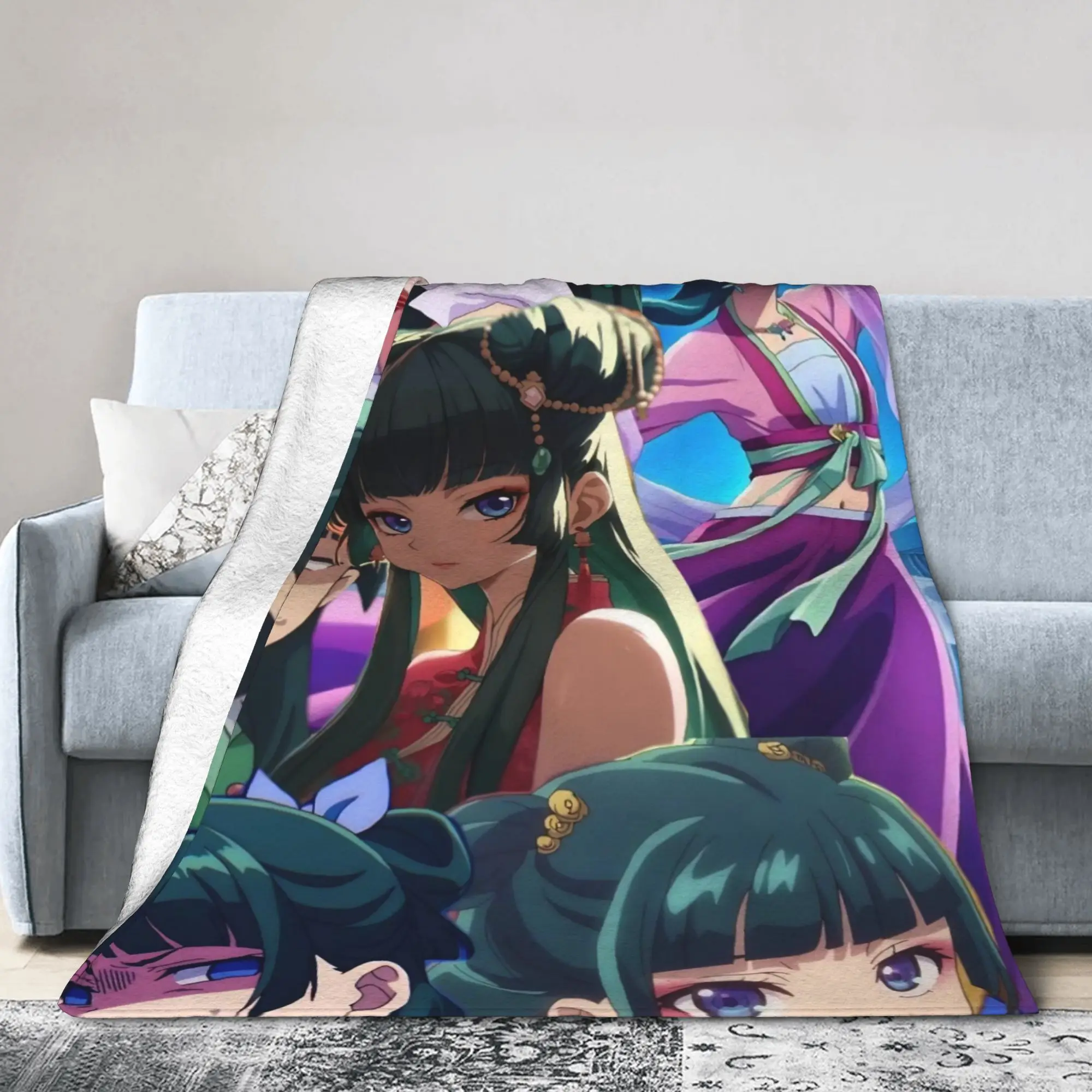 Maomao Jinshi Blanket Flannel Spring Autumn Apothecary Diaries Portable Lightweight Throw Blankets for Bedding Office Rug Piece