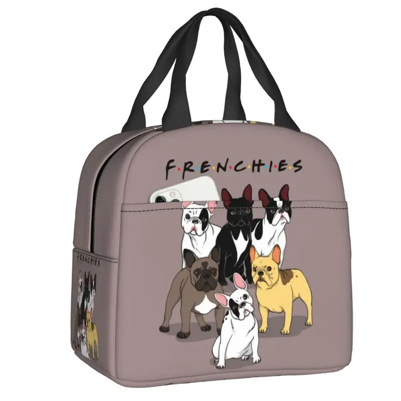 Funny Frenchies French Bulldog Insulated Lunch Bags for School Office Dog Animal Waterproof Thermal Cooler Bento Box Children