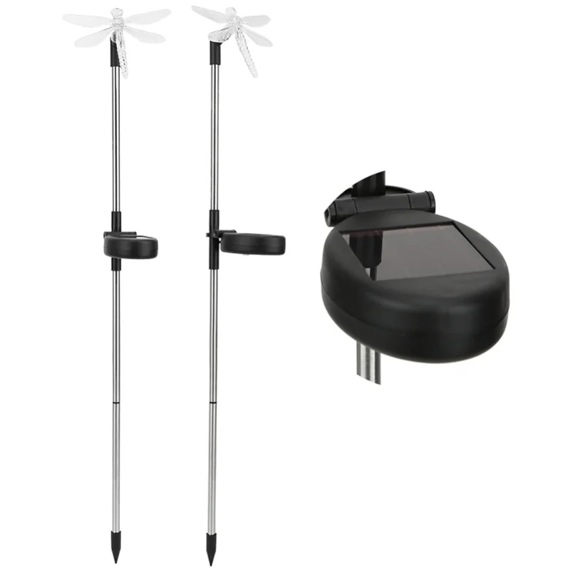 2Pcs/Set Unique Dragonfly Solar LED Lawn Light Color Changing Garden Stake Light Decoration