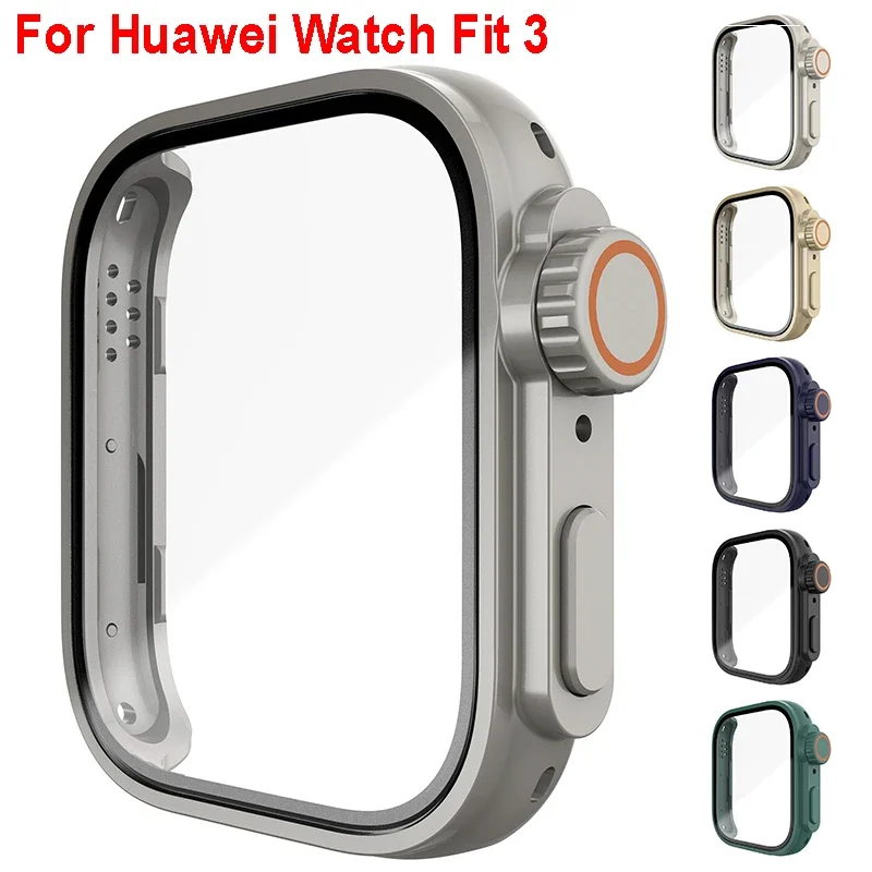 Change To Ultra funda para Huawei Watch Fit 3 fundas de vidrio templado Protector de pantalla para Huawei Watch Fit3 actualización a Ultra 2