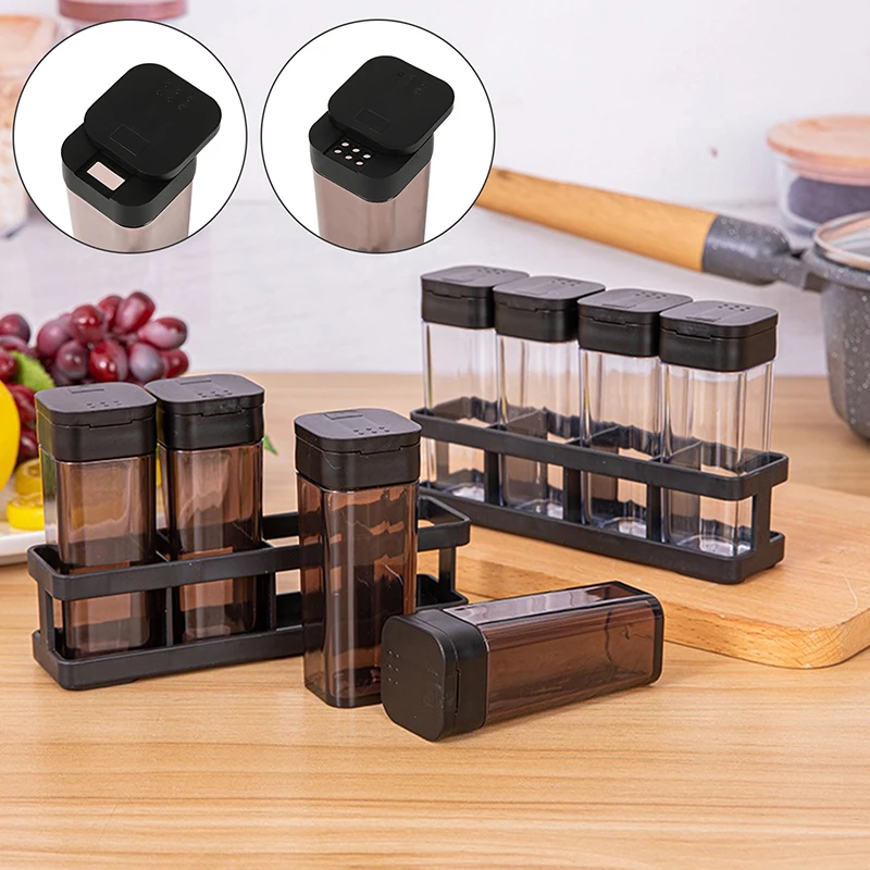 4-grid Barbecue Spice Bottle Household Combination Set Spice Salt Pepper Jar Kitchen Sealed Moisture-proof Spice Container