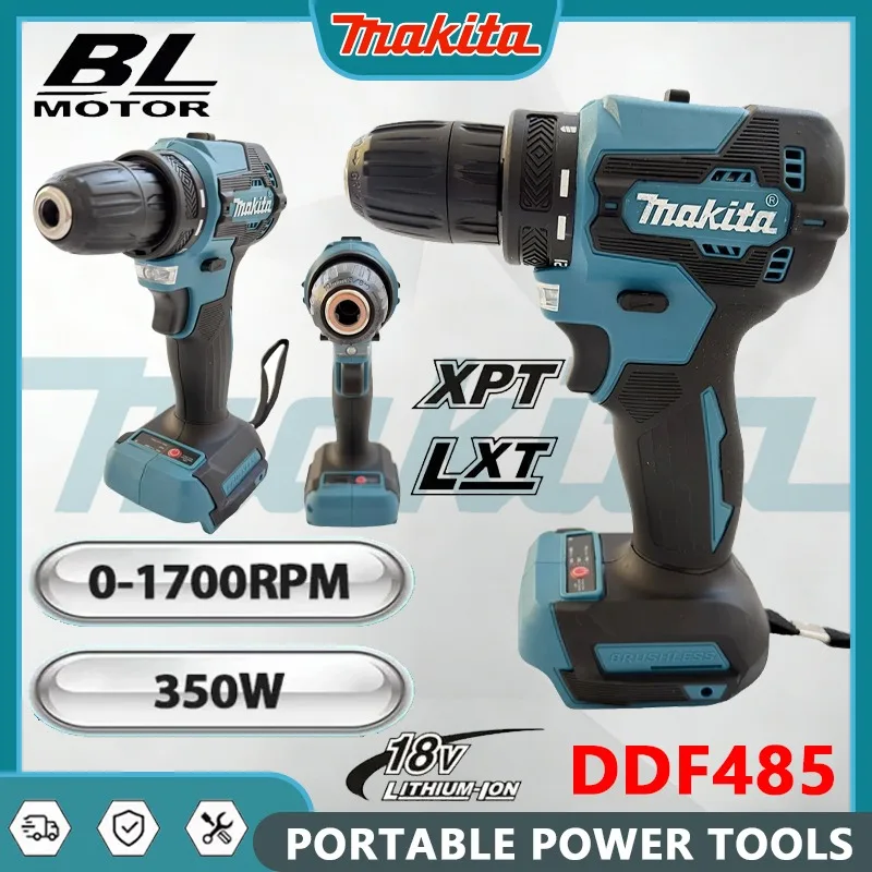 

Makita DDF485 Compact Cordless Brushless Hammer Drill 18V Rechargeable Electric Tool with Variable Speed for Drilling Hammering