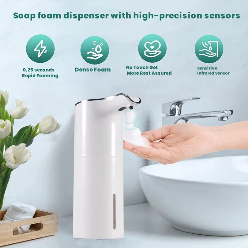 Soap Dispenser Automatic - Touchless USB Rechargeable Electric Foam Soap Dispenser Adjustable Waterproof 450 ML