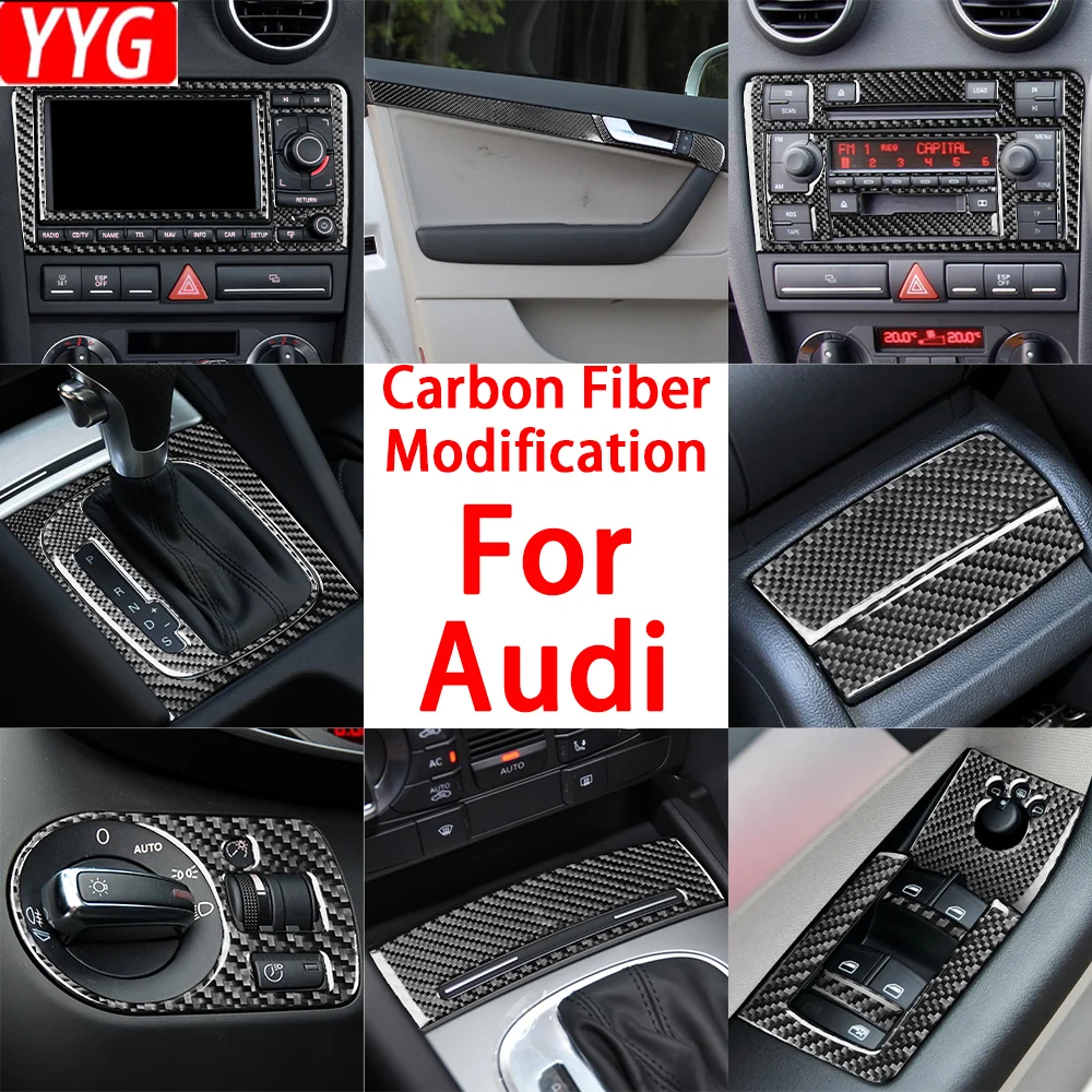 For Audi A3 S3 8P 2006 2007 Car Accessories Carbon Fiber Door Handle Air Vent Lifting Cover Trim Sticker Interior Modification