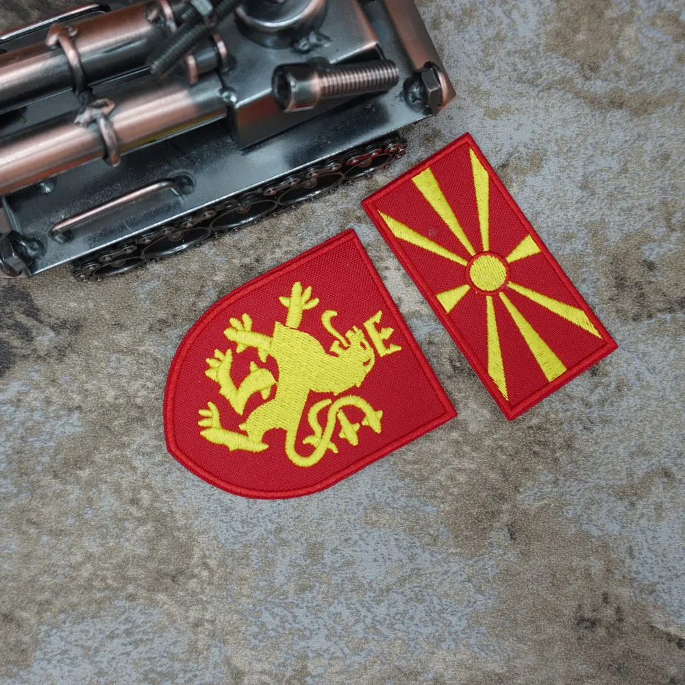 علم مقدونيا الشمالية بقع التطريز التكتيكي، رائعة وعالية الجودة، تستخدم للملابس، الظهر مع السنانير أو الحديد على #1