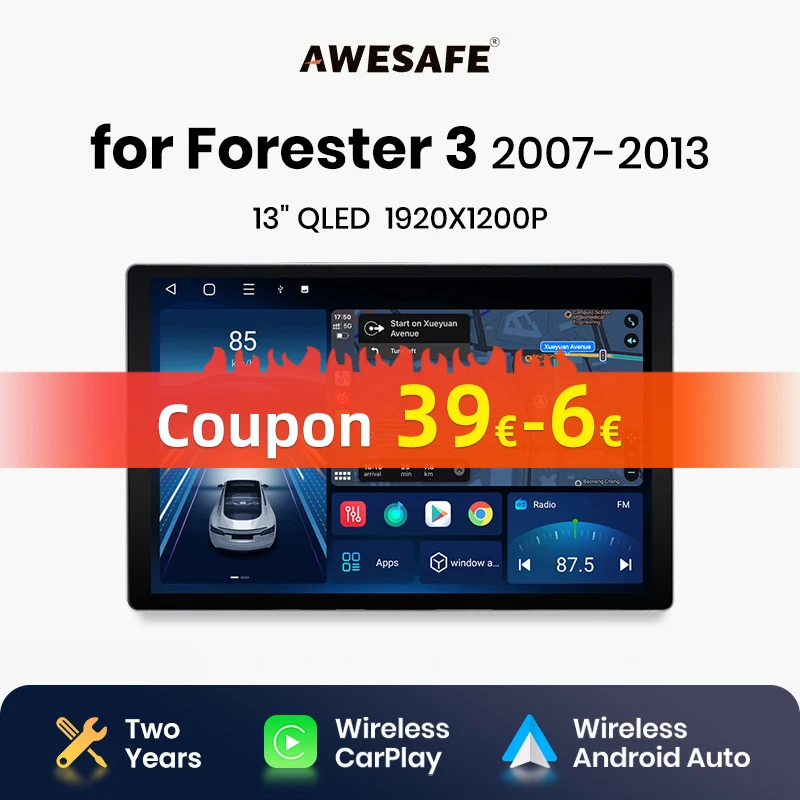 AWESAFE X7 MAX 13.1“ 2K AI Voice Wireless CarPlay Android Auto Car Radio for Subaru Forester 3 2017-2013 Multimedia autoradio