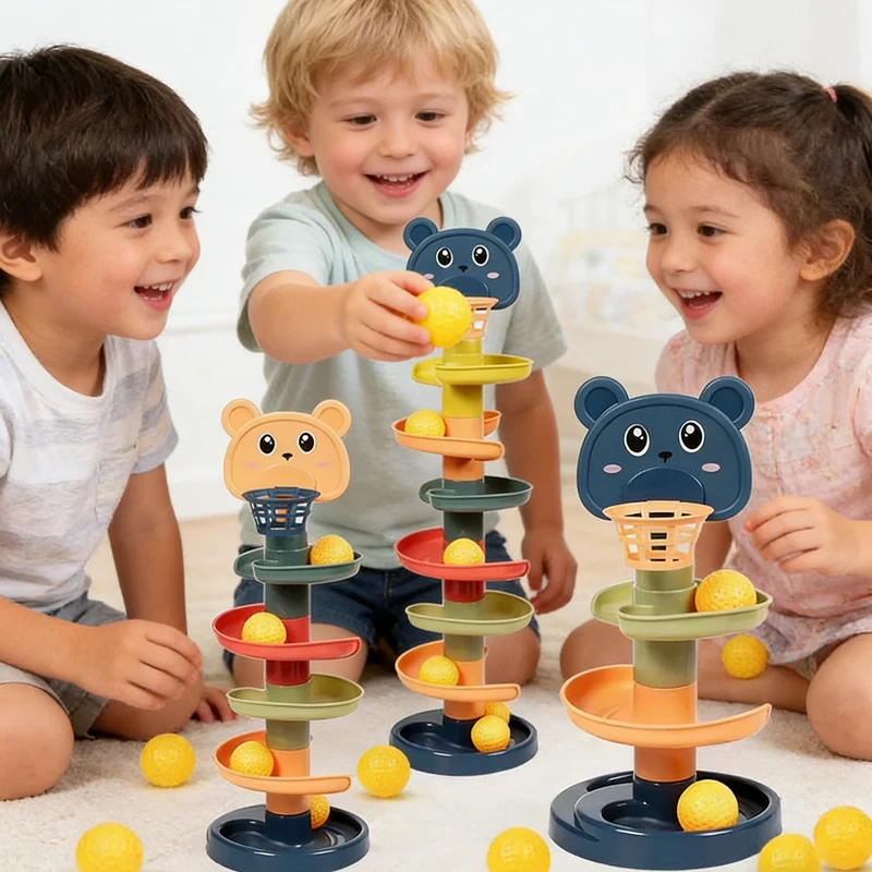 Baby Toys11 Rolling Ball Pile Tower Early Educational~ Giocattolo per neonati^ Rotante; Pista Baby% Regalo Giocattolo impilabile..0. Per i bambini?? ?