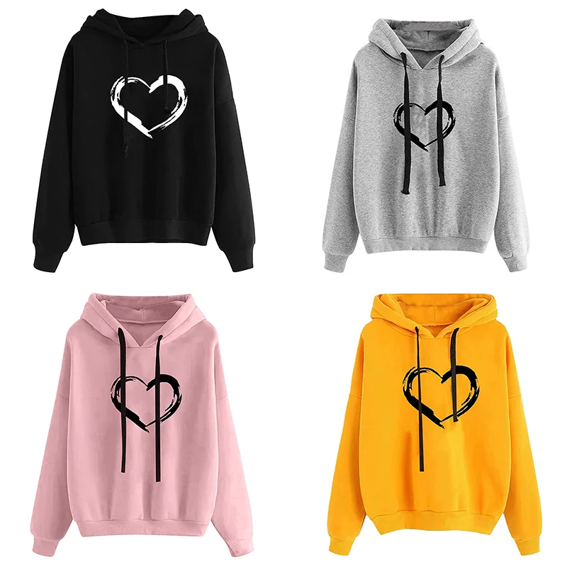 เสื้อฮู้ดแฟชั่น 2025 ฤดูใบไม้ร่วง เสื้อสเวตเตอร์ผู้หญิงลำลองทรงหลวม เสื้อฮู้ดแบบสวมหัว ผ้าโพลีคอตตอน แขนยาว