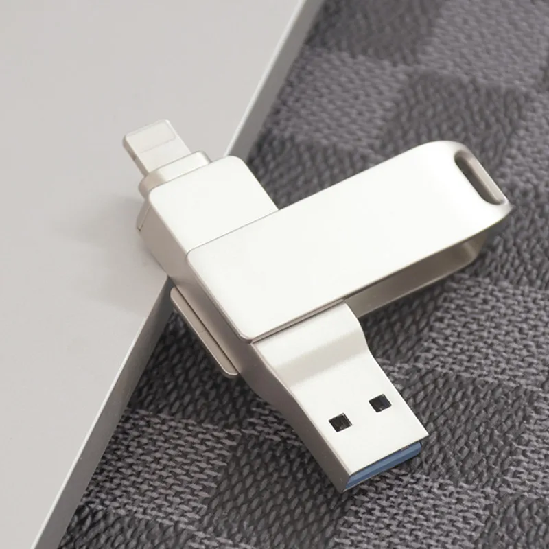 아이폰용 회전 USB 3.0 플래시 드라이브, 라이트닝 인터페이스, USB 3.0 펜 드라이브, 아이폰 11, 12/13, 14 아이패드용, 2 in 1 USB-A, 256GB