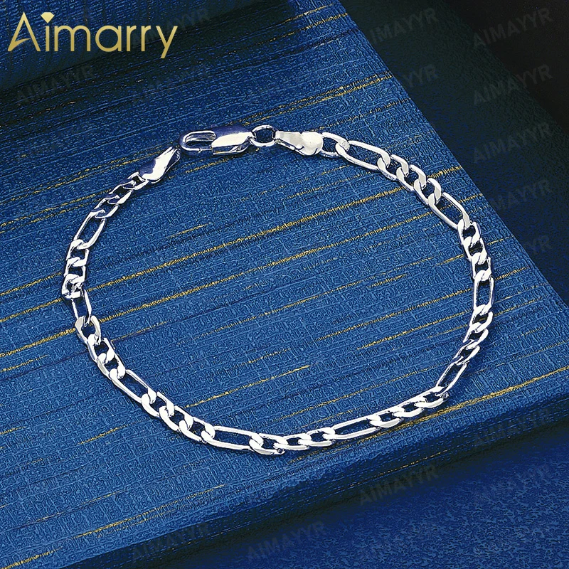 925 Sterling Silver 4mm Simple Glossy Flat Loop Bracelet for Women's Parties Banquets Weddings High-quality Fashion Jewelry