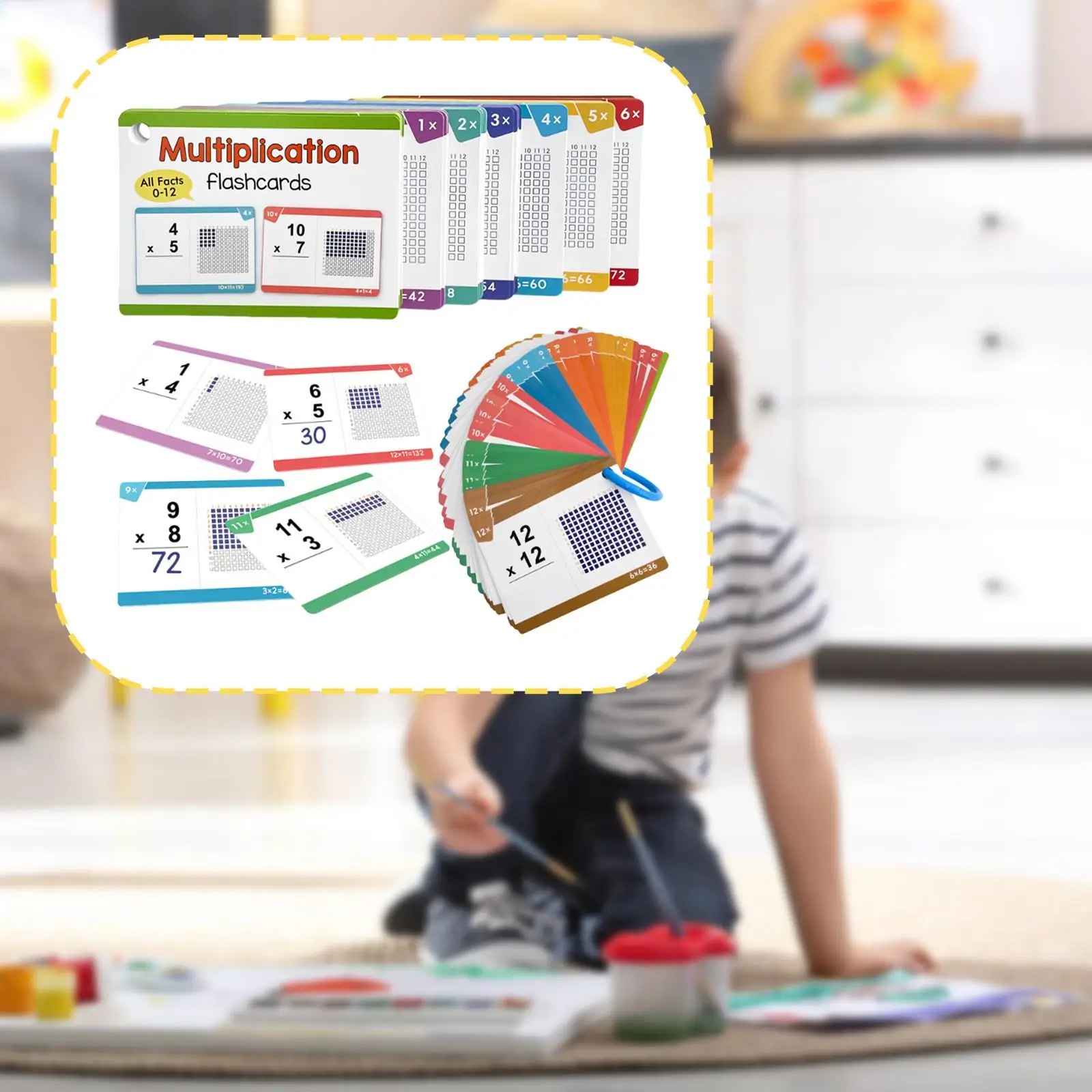 Schede flash di moltiplicazione 0-12 Aritmetica assistita visiva per regalo per bambini