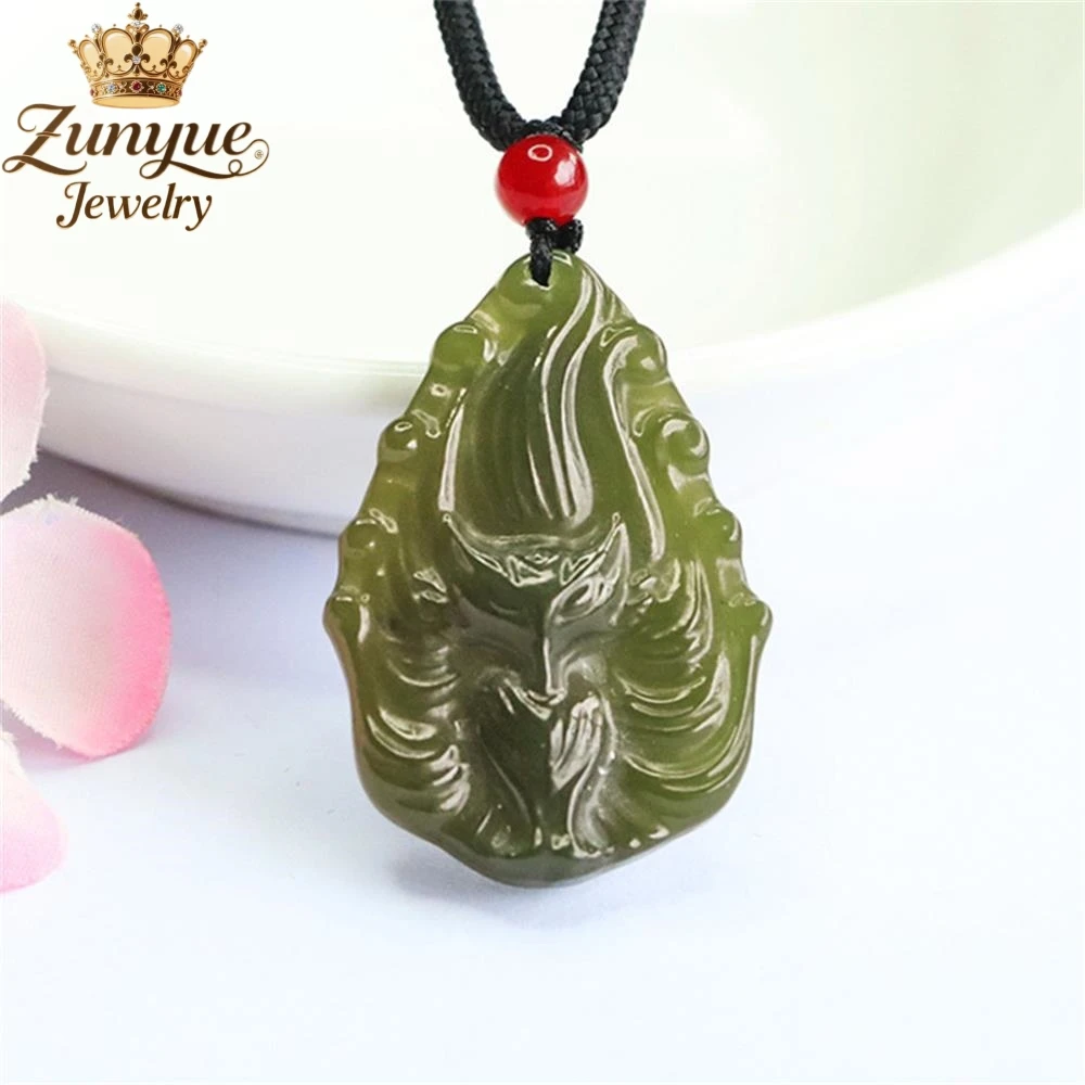 

Natural Hetian Jade Carving Nine-Tailed Fox Fairy Pendant Luxury Quality Jewelry Fashion Jewelry Elegant Charms Gift Exquisite