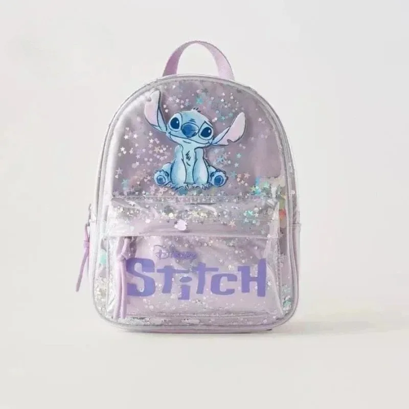 

2026 New Disney Lilo & Stitch Glitter Mini Backpack Transparent PVC Small Bag for Girls Cute Cartoon Shoulder Bag for Kids