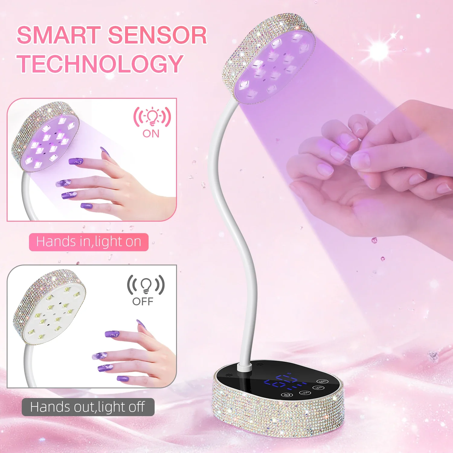 12LEDS Rechargeable UV LED Nail Lamp 36W Nail Dryer With 4 Timer Settings Professional UV Light With LCD Display Touch Screen