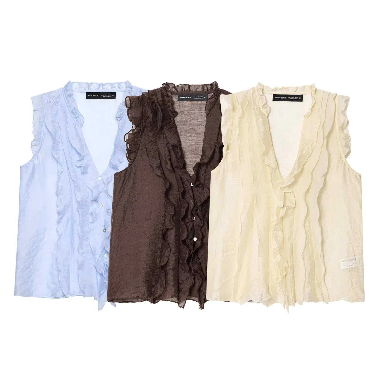 

European and American style new women's fashion layered decoration sleeveless V-neck hanging top small shirt