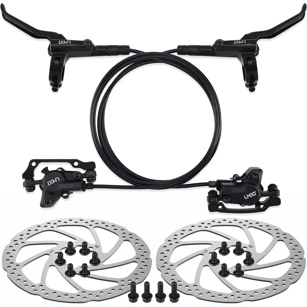 

Mountain Bike Disc Brake Set: Hydraulic Kit with 160mm Rotors, Left Front 81cm & Right Rear 147cm, Aluminum Calipers & Levers fo