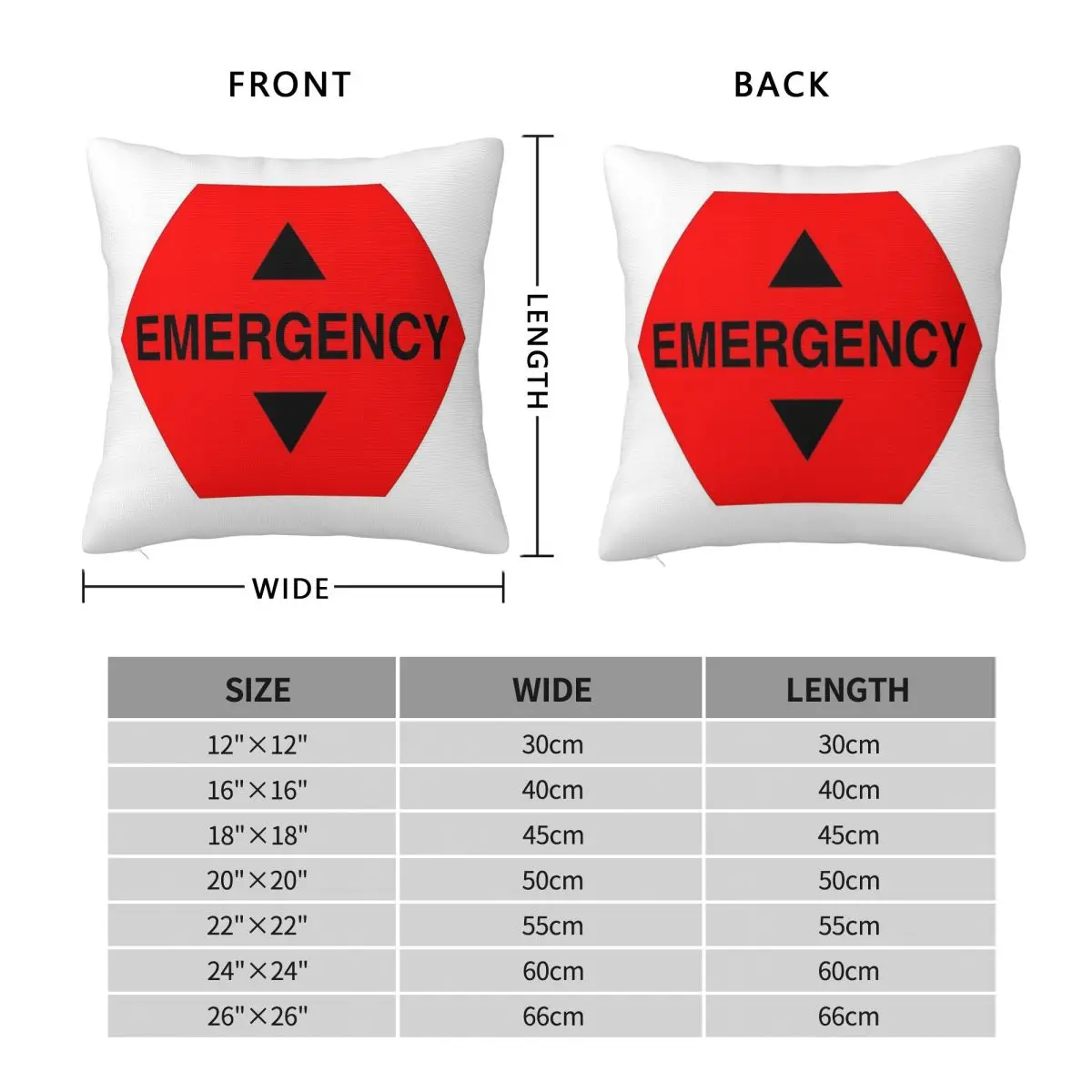 Emergency Sign Square Pillowcase Polyester Linen Velvet Printed Zip Decorative Throw Pillow Case Sofa Cushion Cover