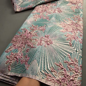 Bán nóng châu Phi brocada Vải ren chất lượng cao 2024 Công tắc ren vải Nigeria Jacquard cho váy bóng đêm váy phụ nữ 3466 12 Têu bán vải chính Tulle - №12