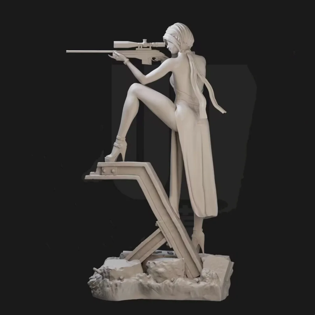 Figura de resina em escala 1/24, kit de modelo de montagem Ada Wong sniper, brinquedo de impressão 3D sem pintura e desmontado