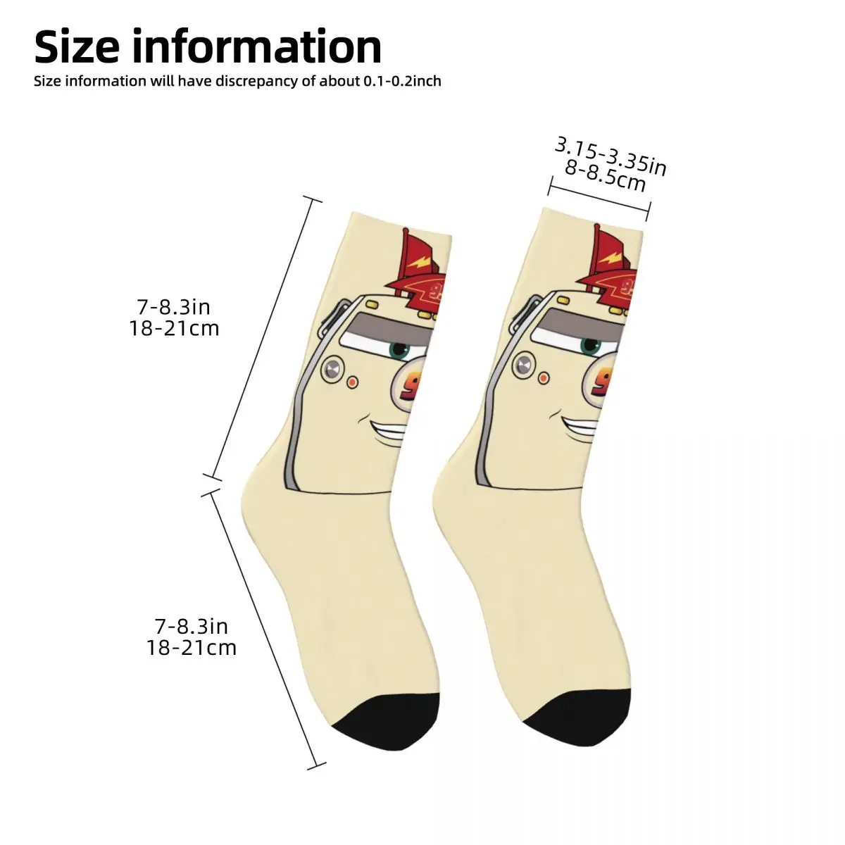 Funny Albert Hinkey Face Mcqueen Merchandise Crew Socks Non-slip Cars Cartoon Graphic Long Socks Cotton for Women Men Present