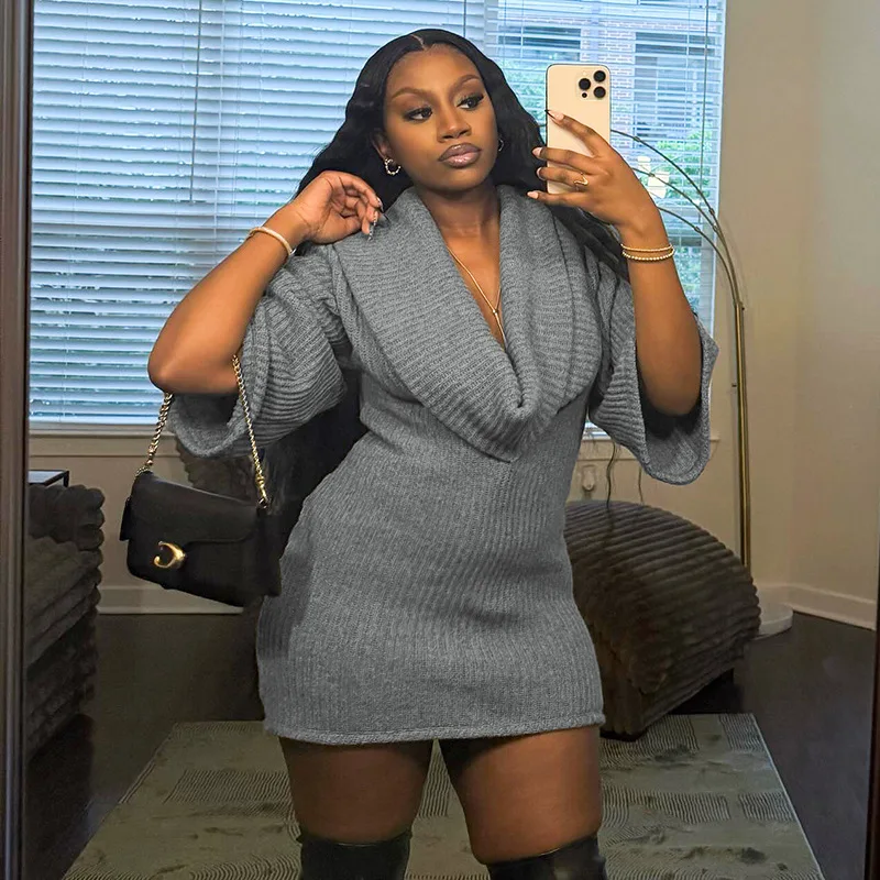 Vestido suéter de punto, Mini vestidos de noche para discoteca, ropa de otoño e invierno para mujer, trajes de fiesta de lujo, vestido informal ajustado Sexy 2025