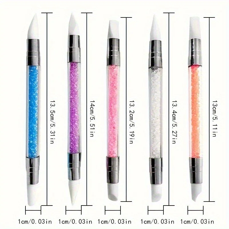 Nail Double Head Silicone Pen Set Nail Glue Head Pen Powder Coating Embossing Stick Indenting Pen Soft Ceramic Clay Tool