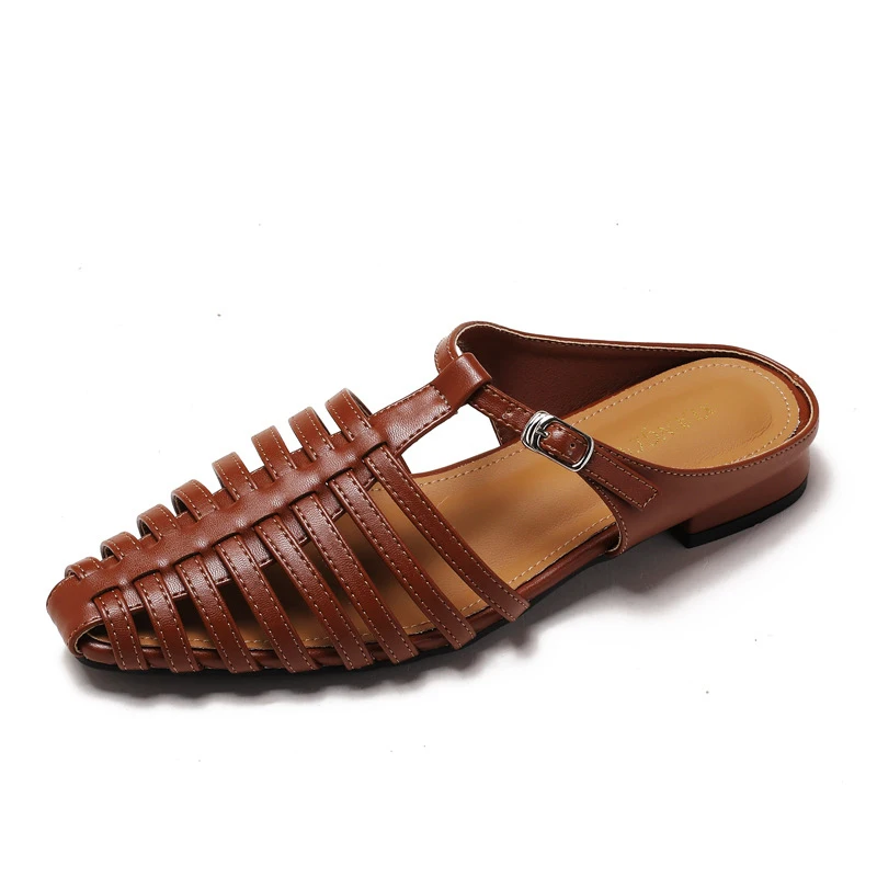 

Women's open-toe sandals for outdoor wear, new European and American fashion pig cage shoes, hollow-out one-strap buckle