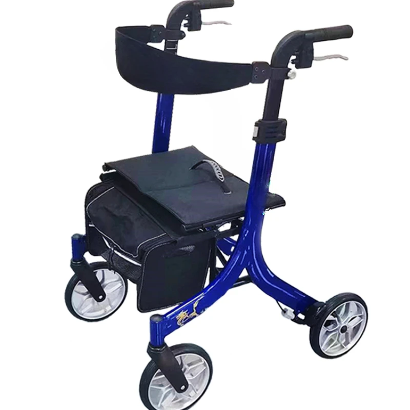 

The elderly trolley helps driving four-wheel folding hand-held trolley can sit on walker the elderly shopping