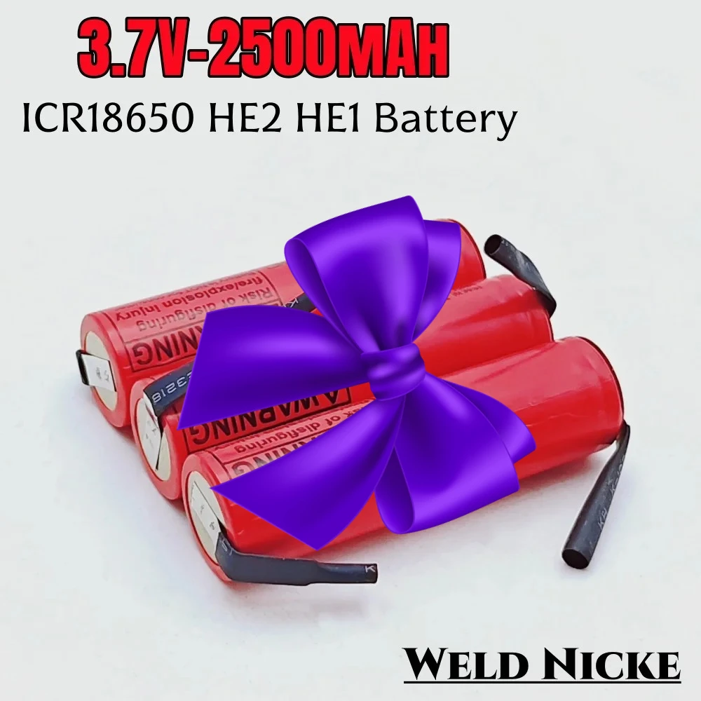 

100% новый бренд 18650 2500 мАч аккумуляторная батарея 3,7 В ICR18650 HE2 HE1 20A разрядные батареи + никель «сделай сам»