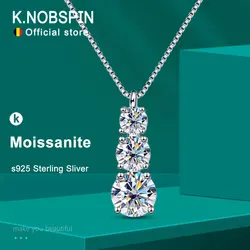 KNOBSPIN D VVS1 Moissanite Diamond Necklace for Woman Wedding Jewely with GRA 925 Sterling Sliver Plated 18k White Gold Necklace