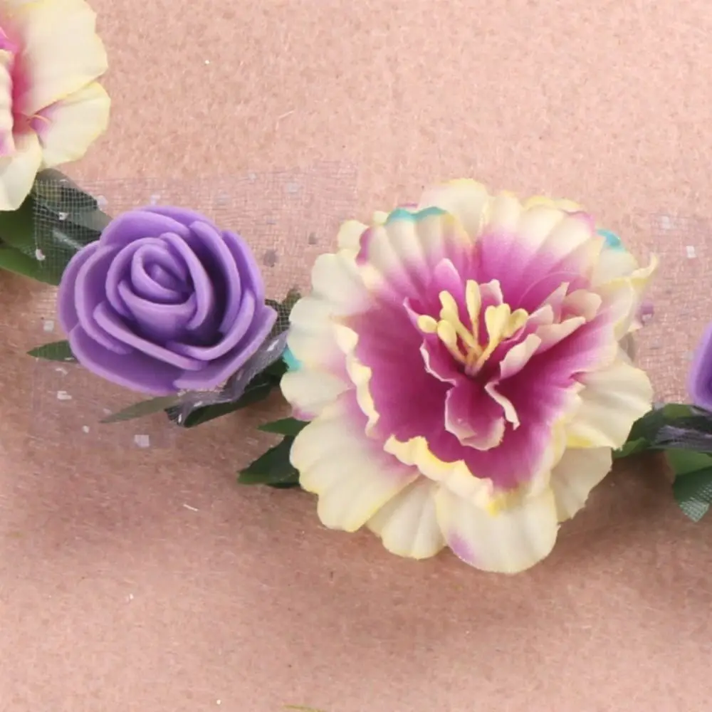 

Цветочная Корона ручной работы Имитация цветка Элегантный дизайн Цветочные повязки на голову Плетеный венок Сладкие ветровые цветы