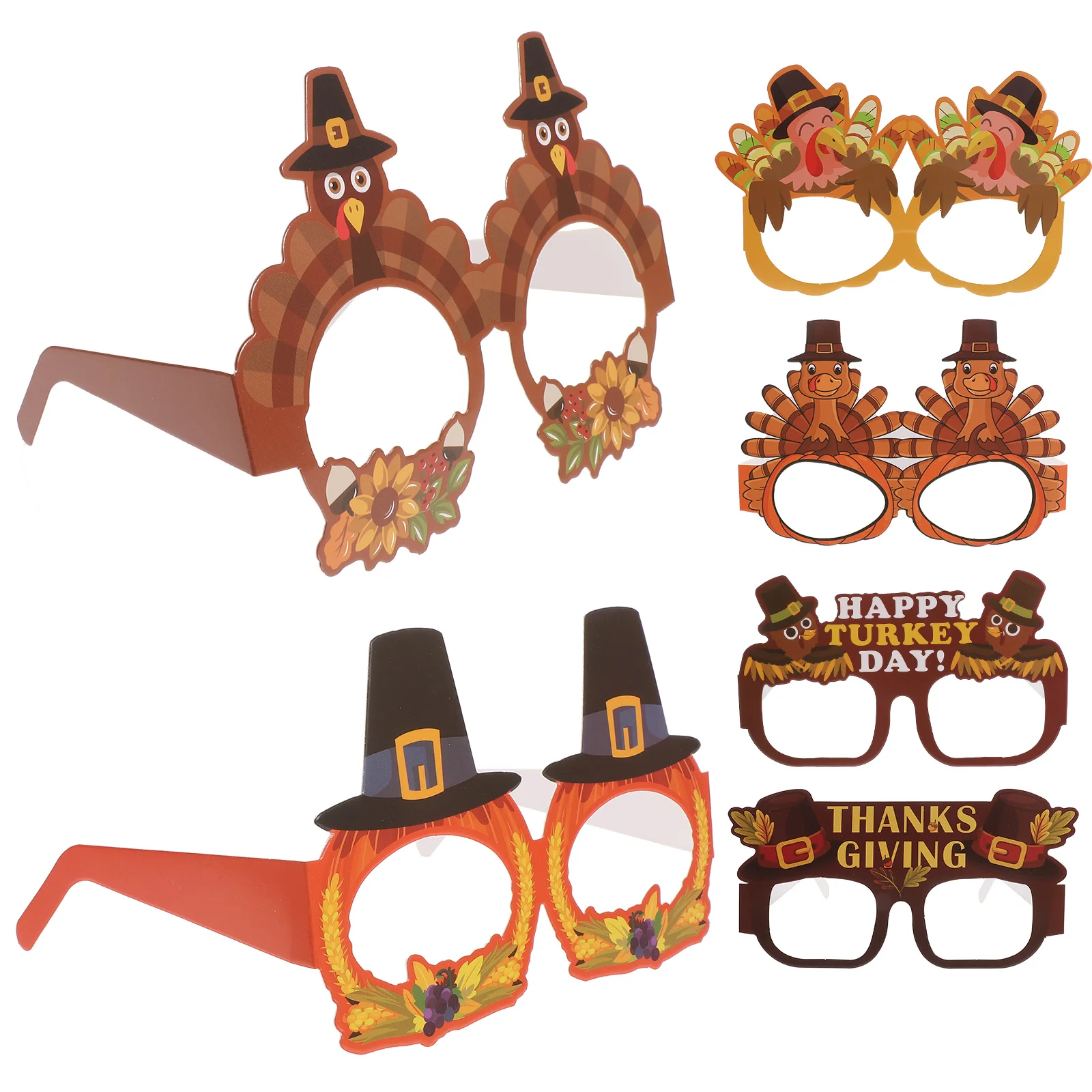 6 Pcs Thanksgiving Glasses Frames Reliable Party Decor Eyeglasses Accessories Delicate Props Ornament Eyewear