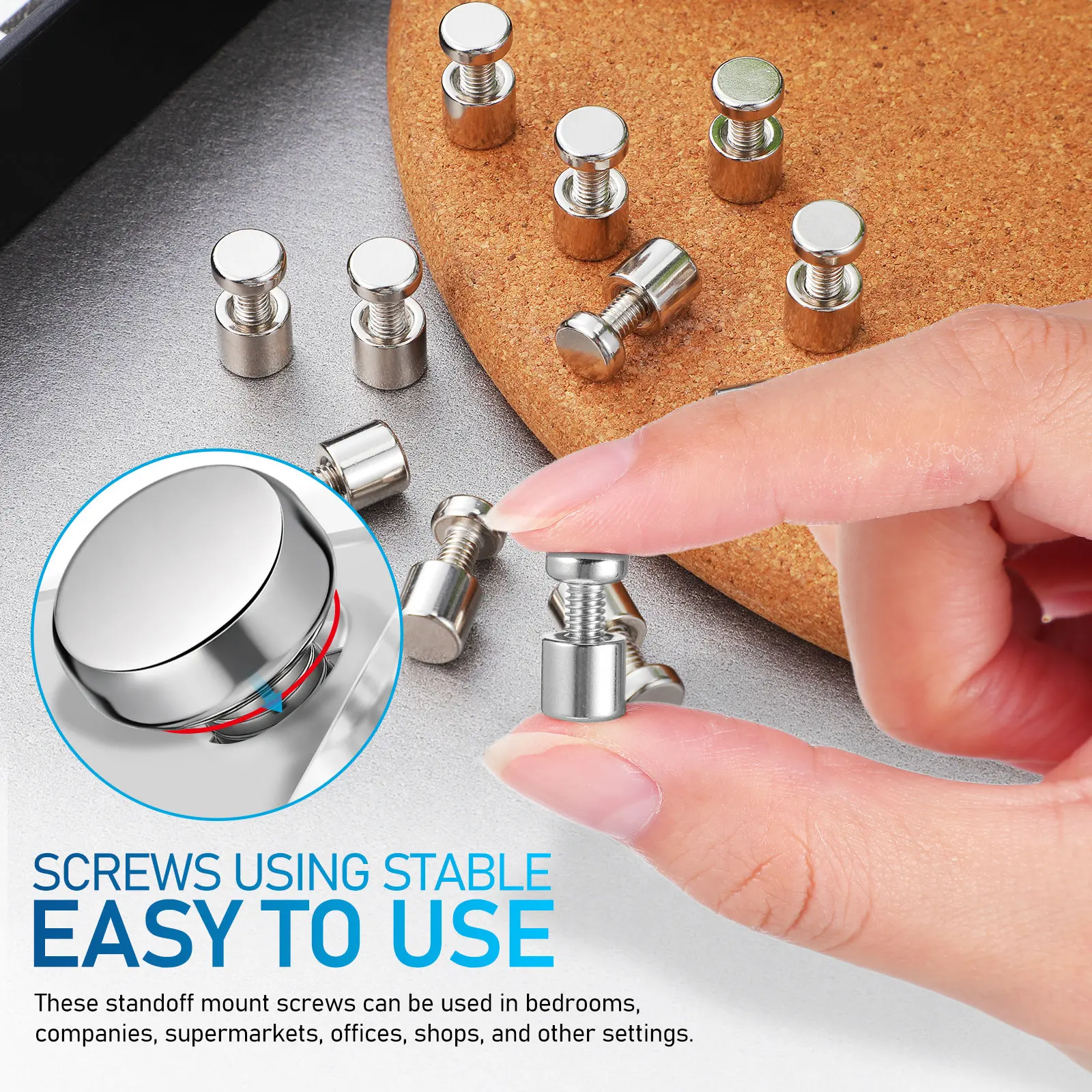 12Sets Standoff Screw Mounting Hardware Sturdy Wall Fixings for Picture Frames Acrylic Panels Store Sign Holders