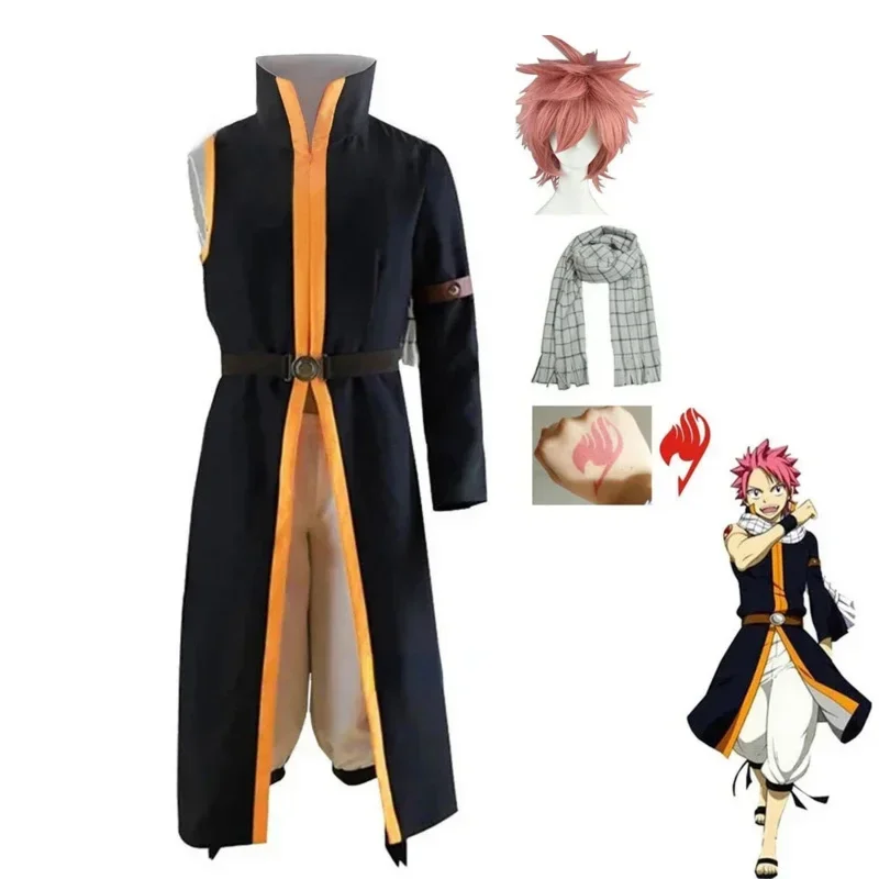 

Natsu Dragneel косплей «Хвост Феи» Natsu Аниме Костюм Хэллоуин крутой плащ брюки шарф красный хвост Татуировка наклейка подарок карнавал Новинка