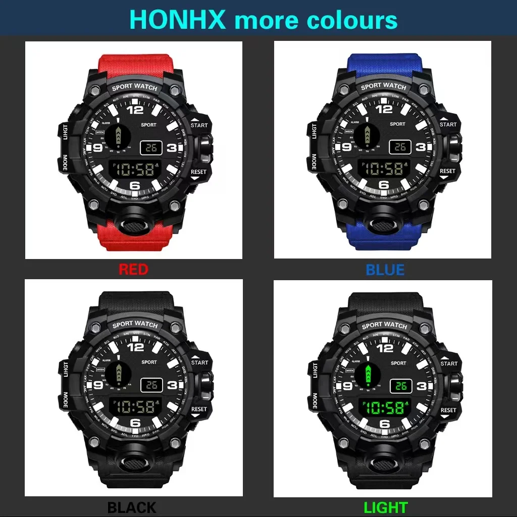 Men\'s Watch LED Digital Men Sport Watches Fitness Electronic Watch Multifunction Military Sports Watches Clock Kids Gifts