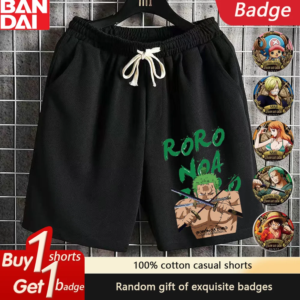 Цельные летние мужские шорты с принтом Луффи Ророноа Зоро, спортивные шорты с пятью точками, повседневные быстросохнущие брюки большого размера для баскетбола и спортзала