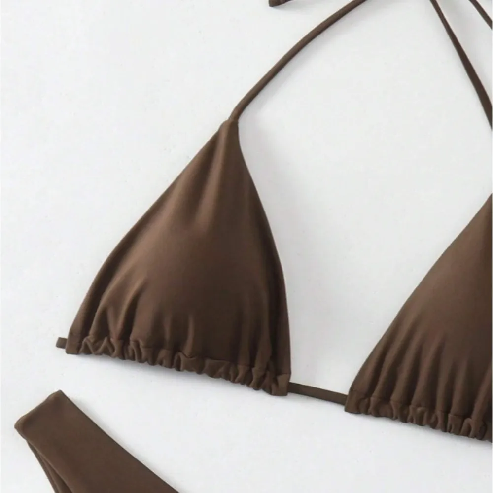 

Комплект из 2 предметов: модный летний пляжный бикини-комплект с бразильской талией и завязками на шее, повседневный купальник для отпуска