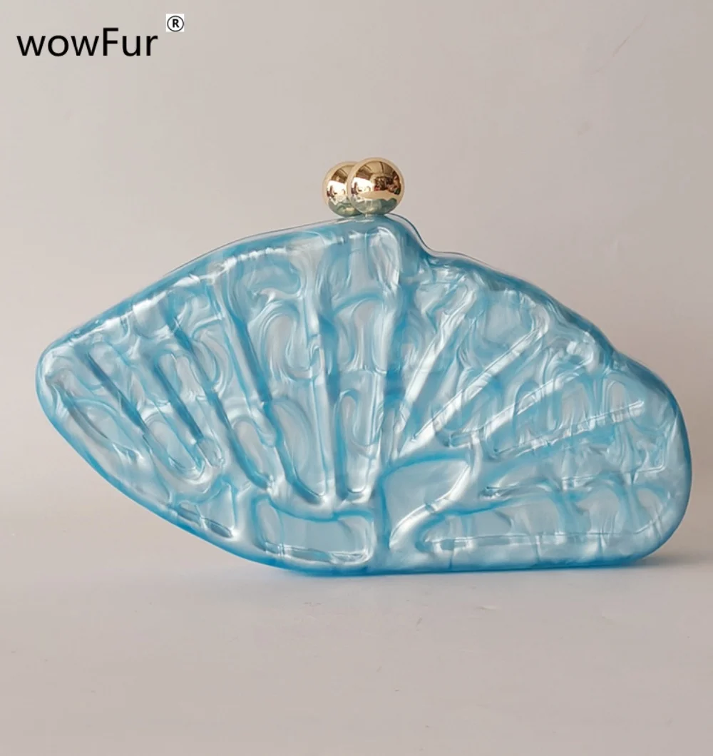 Female Sky Blue Marble Mini Acrylic Box Evening Bag Women Gorgeous Clutch Purses And Handbags Wedding Party Beach Summer Wallet