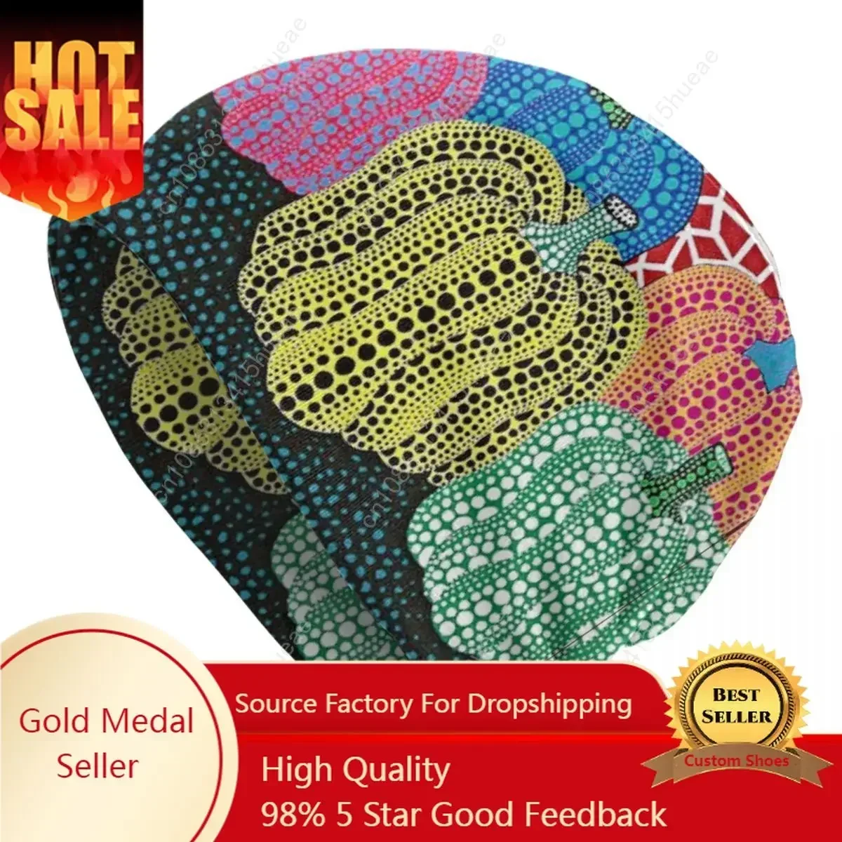 للجنسين شتاء دافئ بونيه أوم قبعات متماسكة الهيب هوب ثلاثة Polkadot اليقطين الفن قبعة قبعة في الهواء الطلق التزلج يايوي كوساما بيني قبعات