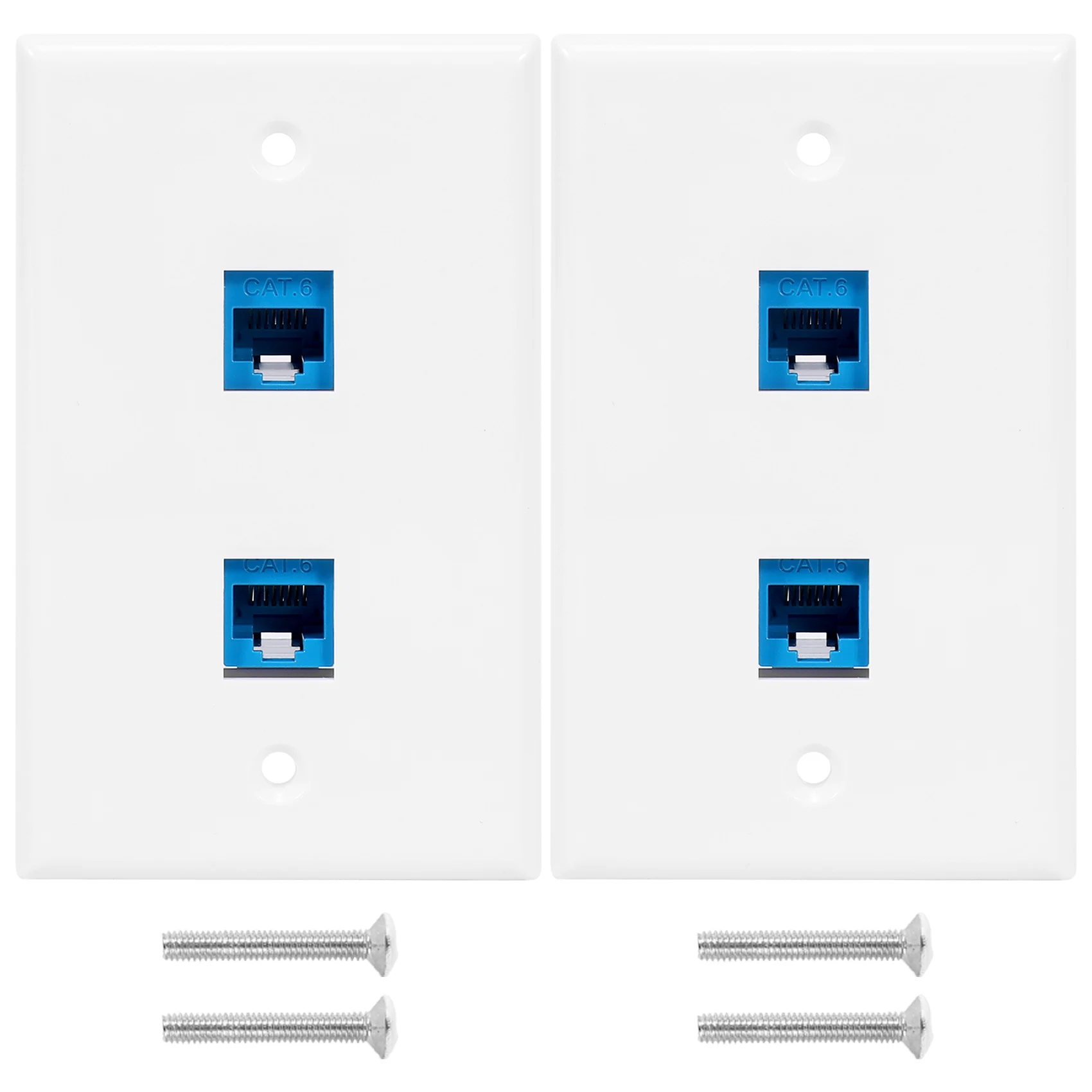 AT87-2-Pack 2 Port Ethernet Wall Plate, RJ45 Cat6 Female to Female Jack Inline Coupler Face Plates, 2-Port