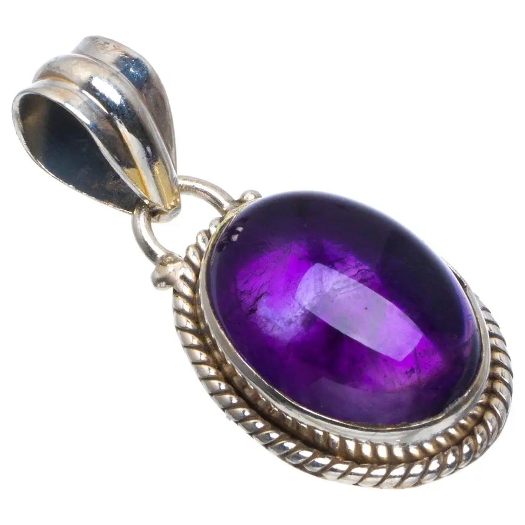 

Natural Amethyst Handmade Unique 925 Sterling Silver Pendant 1.25" B4190