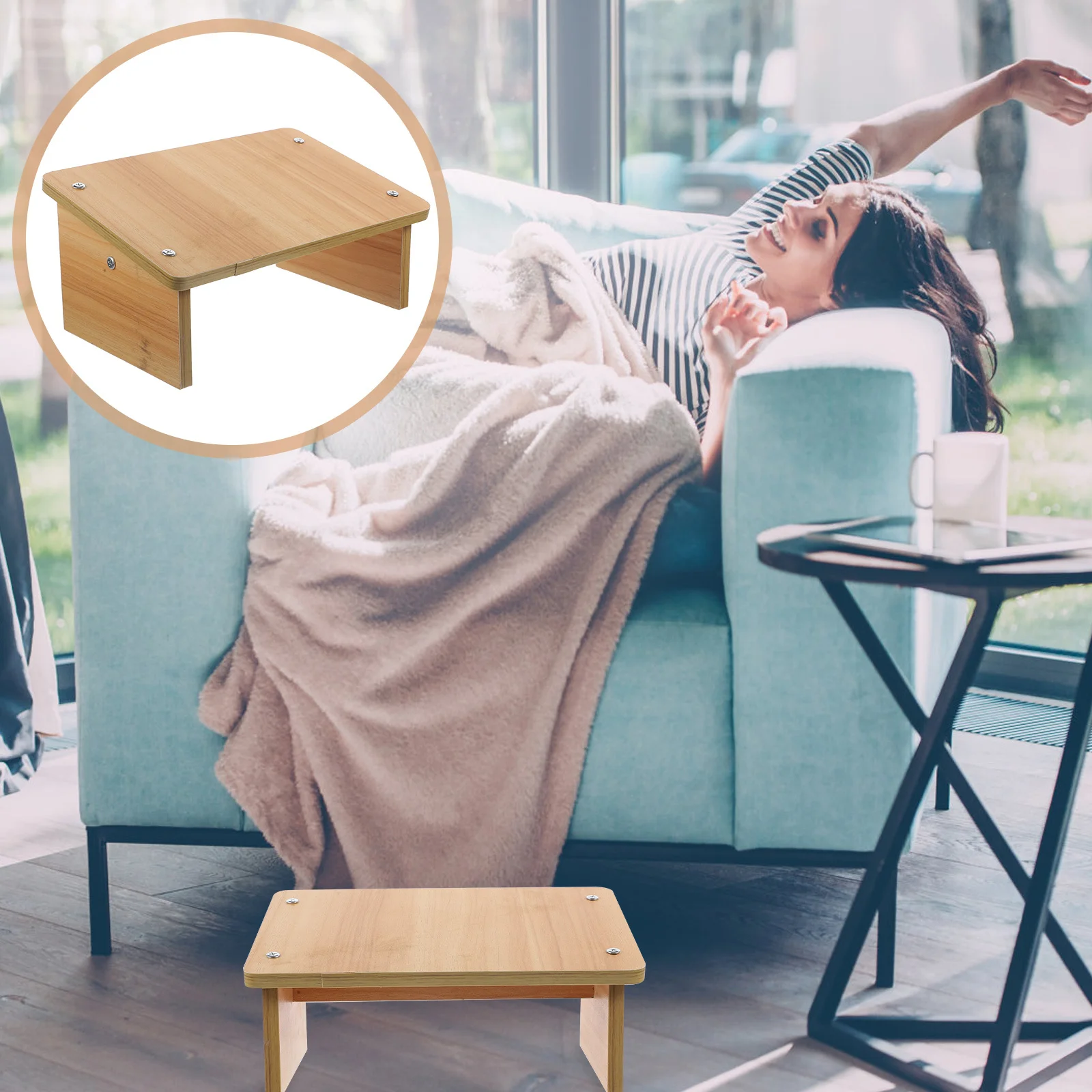 

Wooden Foot Stool 30X20X15Cm Non-Slip Step Stool For Adults Under Desk Foot Rest Office Home Kitchen Bedside Bathroom