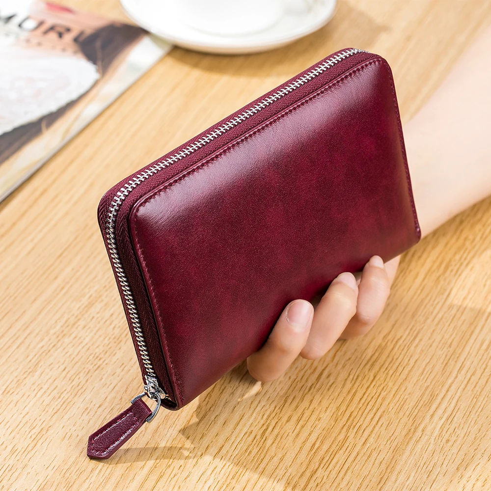 

New Retro Multi-function Passbook Bag Large Capacity Leather Wallet Travel Expansion Storage Men and Women Solid Color Brown