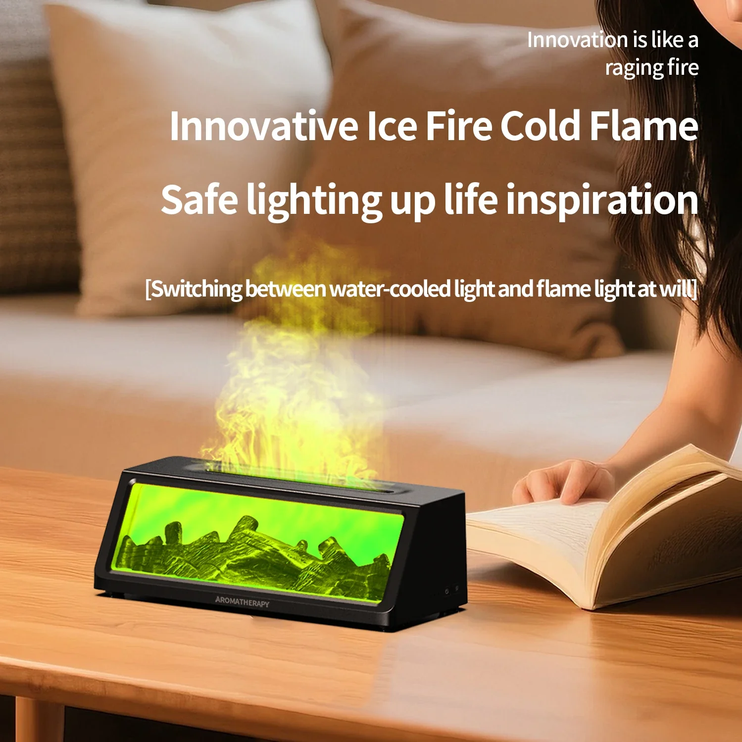 

2025 flame aromatherapy machine Simulated 3D essential oil humidifier color atmosphere lighting with remote control gift