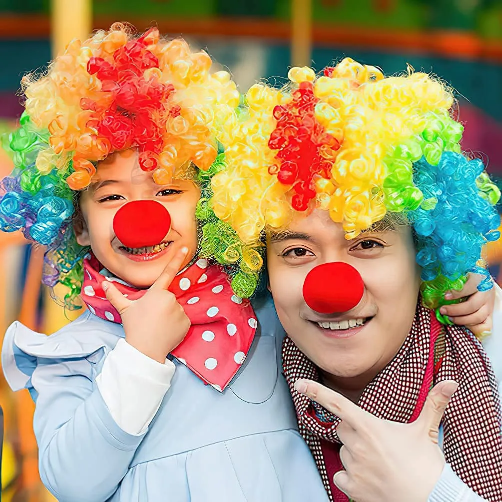 4 Pack Clown Costume-Clown Nose Clown Wig Bow Tie and Vest for Cosplay Parties Carnivals Dress Up Role Play